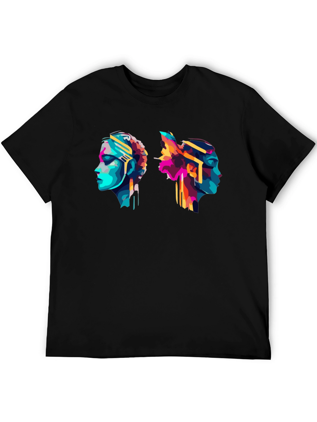 Abstract Head Profile Graphic Tee - Modern Art T-Shirt