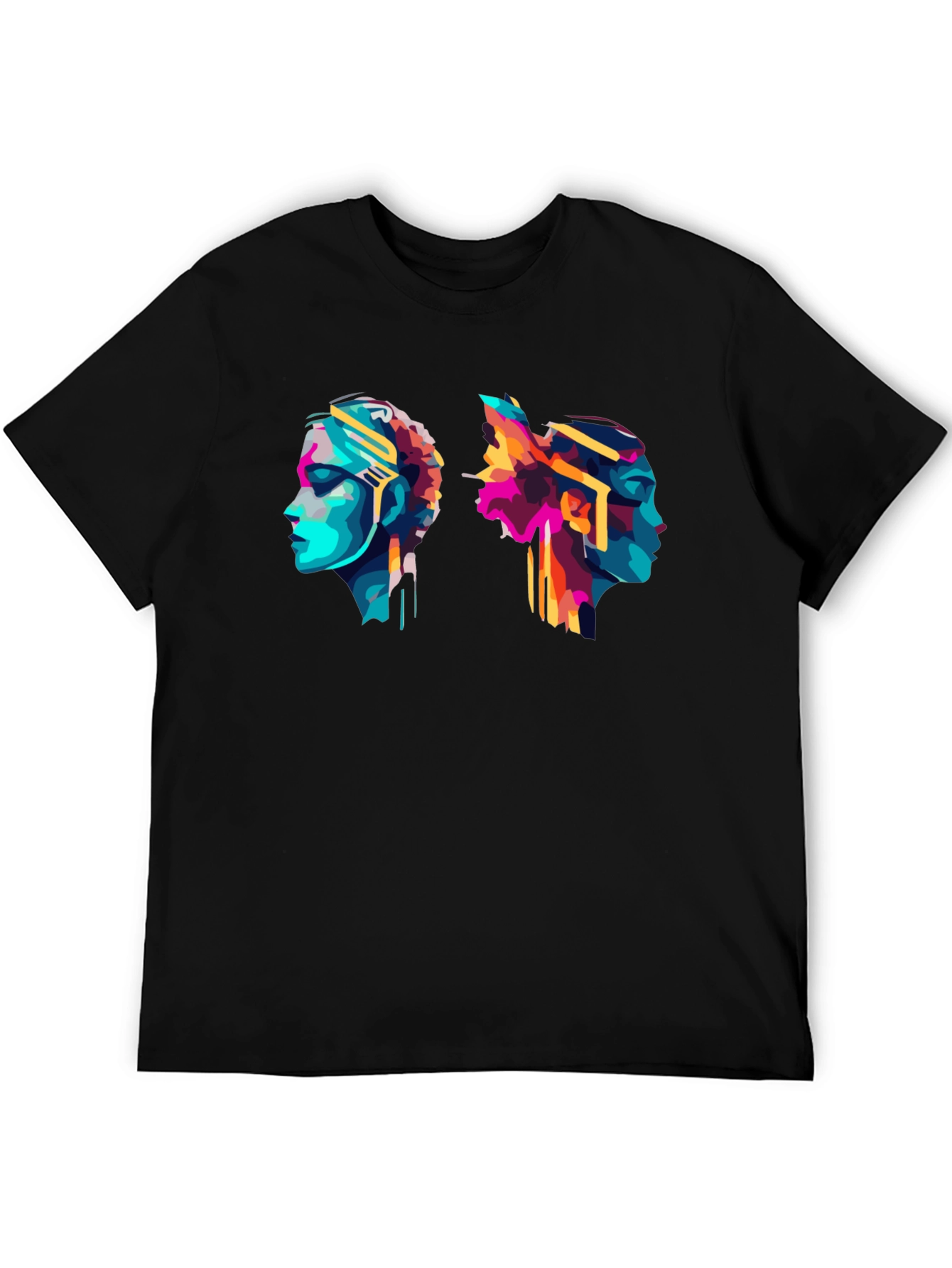 Abstract Head Profile Graphic Tee - Modern Art T-Shirt