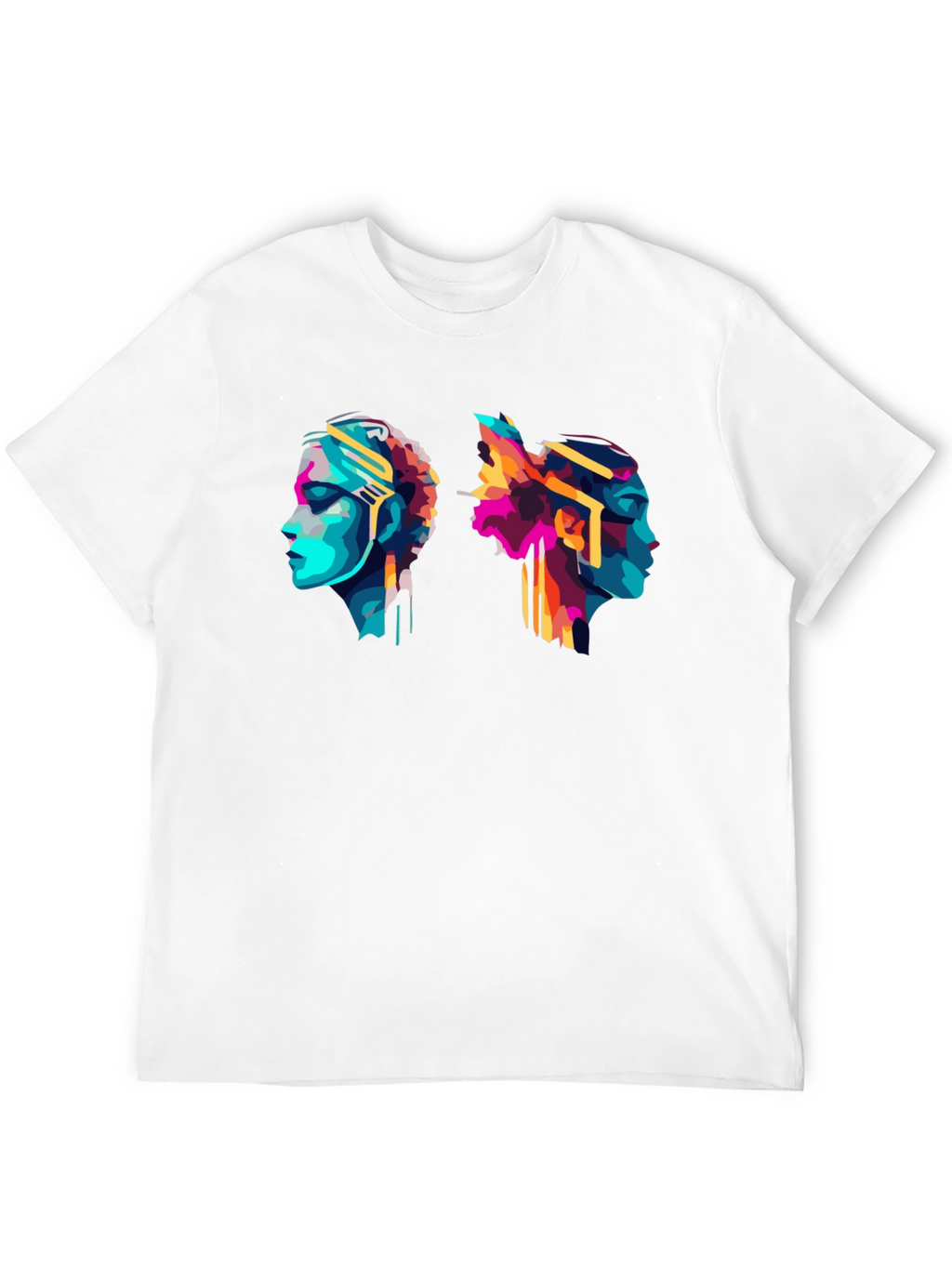 Abstract Head Profile Graphic Tee - Modern Art T-Shirt