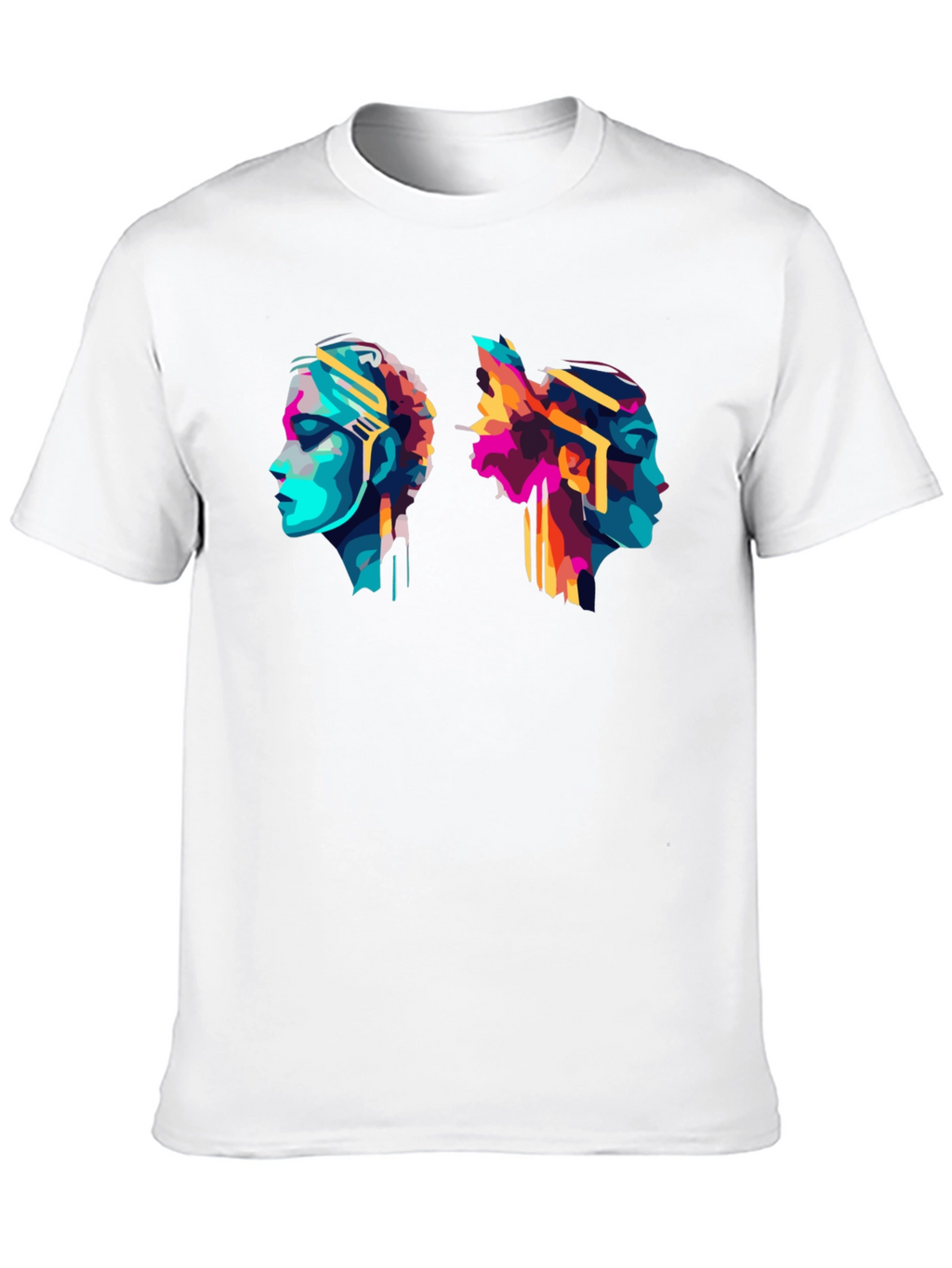 Abstract Head Profile Graphic Tee - Modern Art T-Shirt