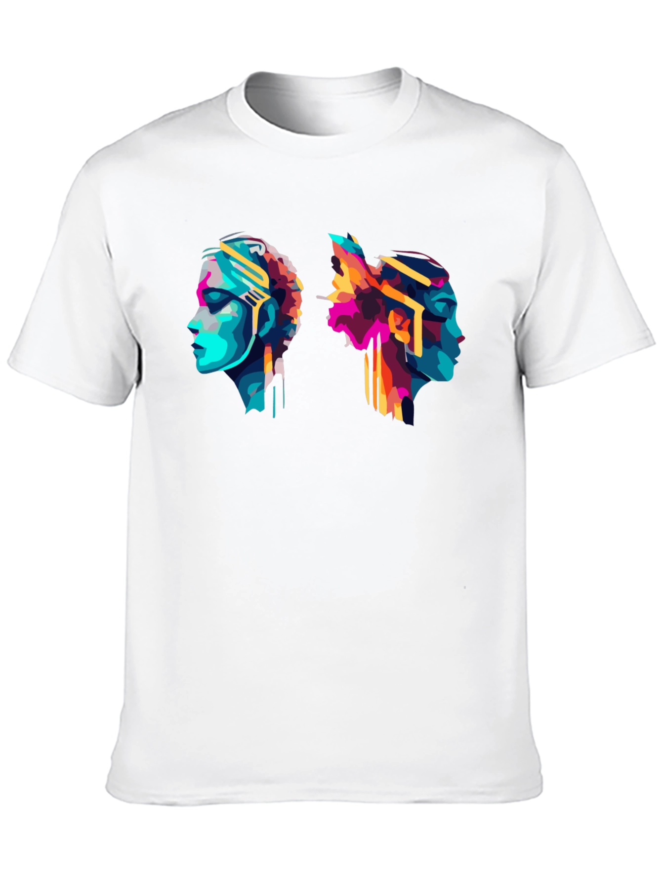 Abstract Head Profile Graphic Tee - Modern Art T-Shirt