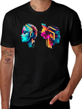 Abstract Head Profile Graphic Tee - Modern Art T-Shirt