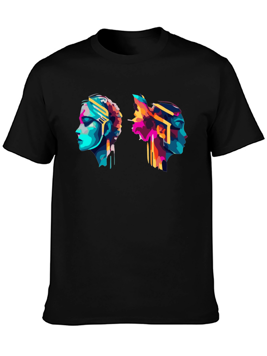 Abstract Head Profile Graphic Tee - Modern Art T-Shirt