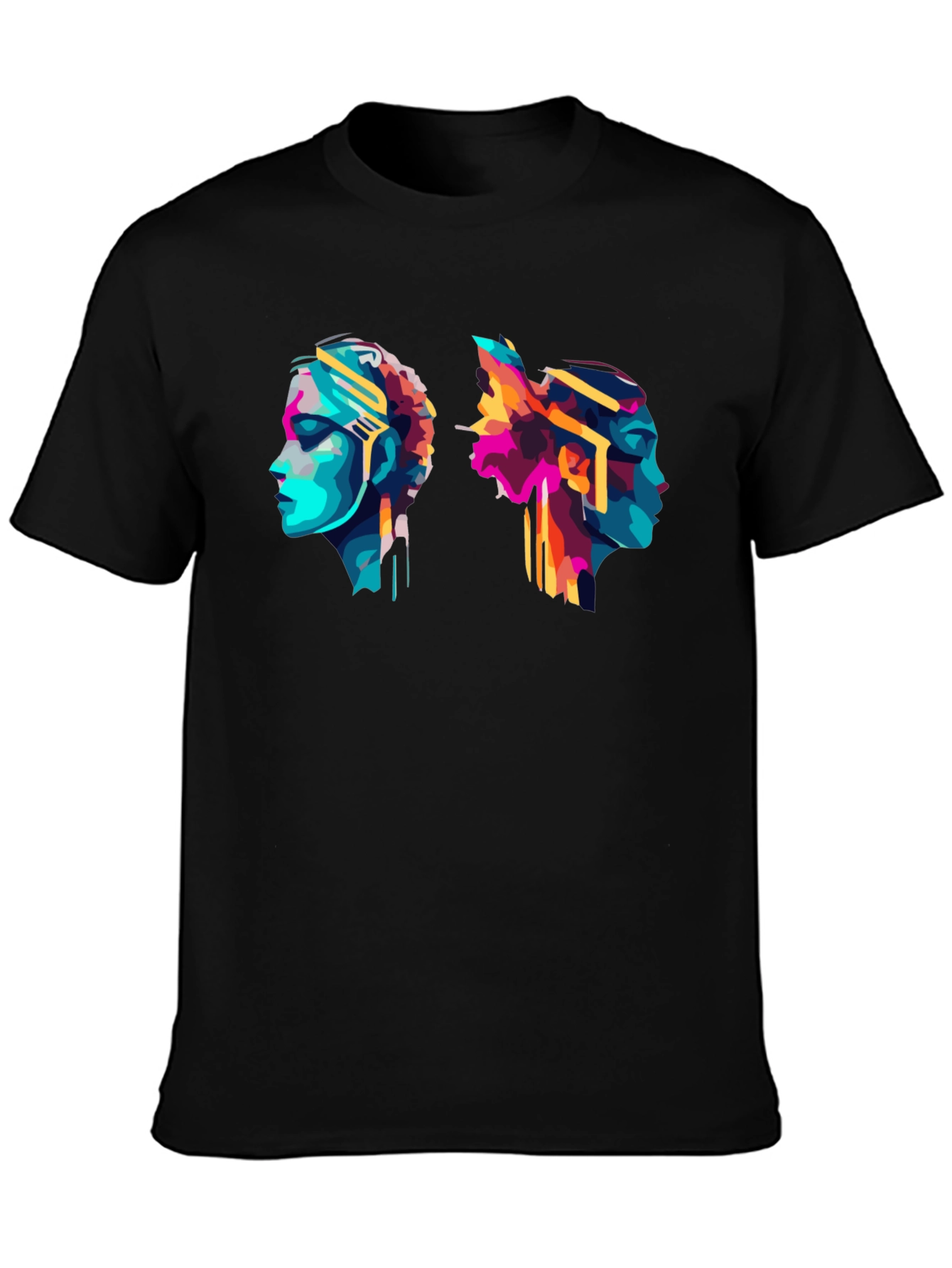 Abstract Head Profile Graphic Tee - Modern Art T-Shirt