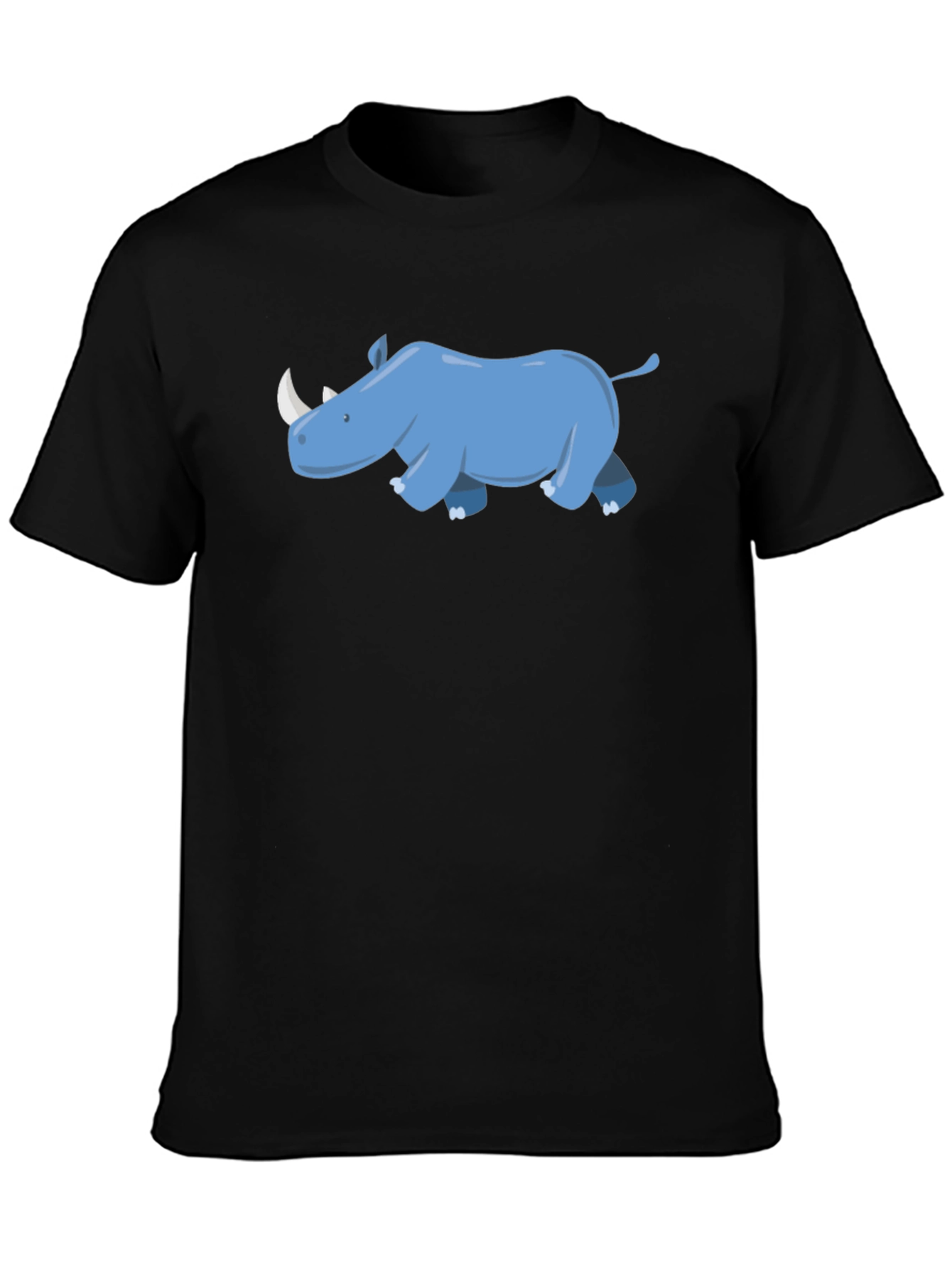 Rhino Graphic Tee - Black Cotton Casual T-Shirt