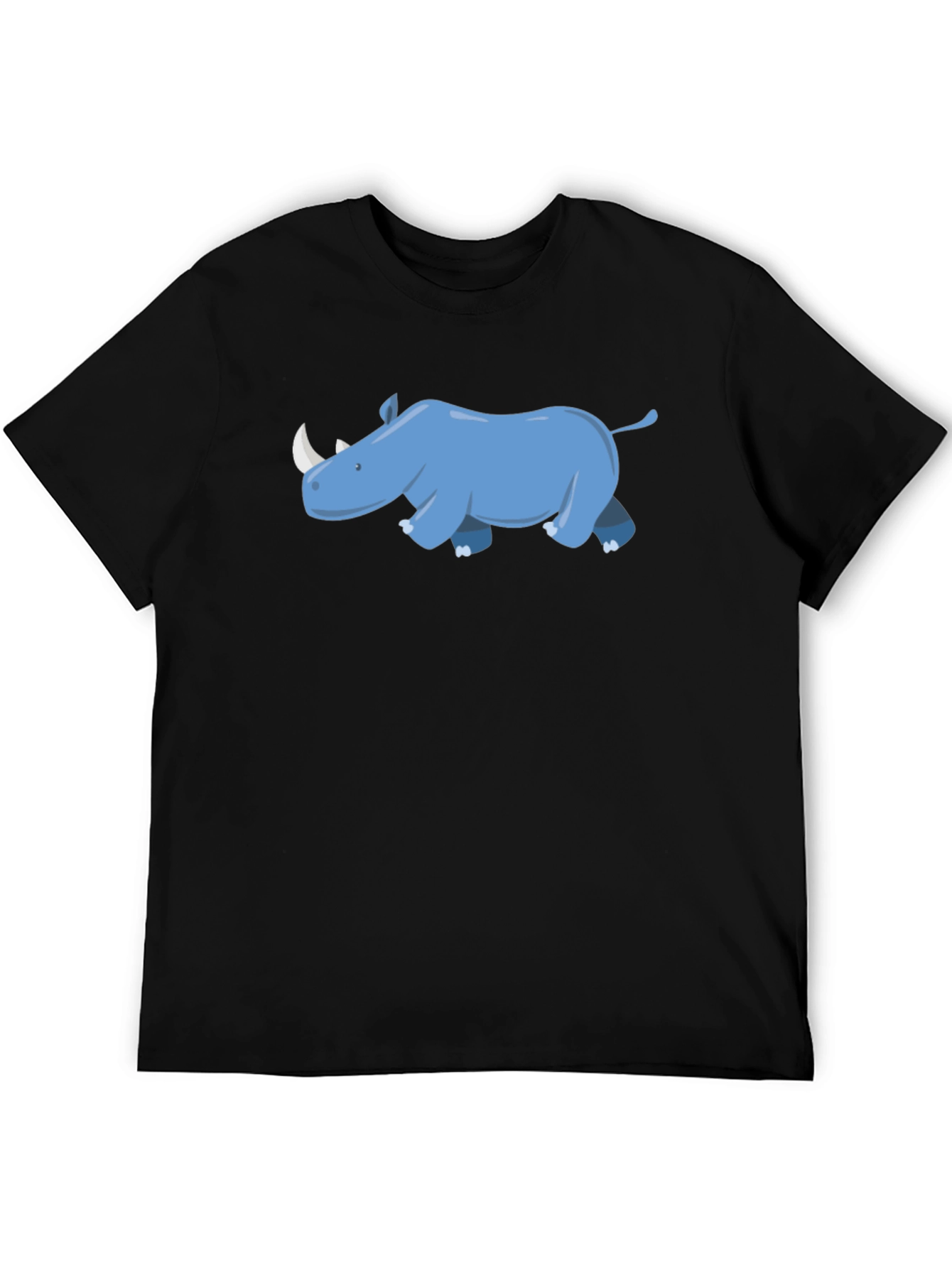 Rhino Graphic Tee - Black Cotton Casual T-Shirt