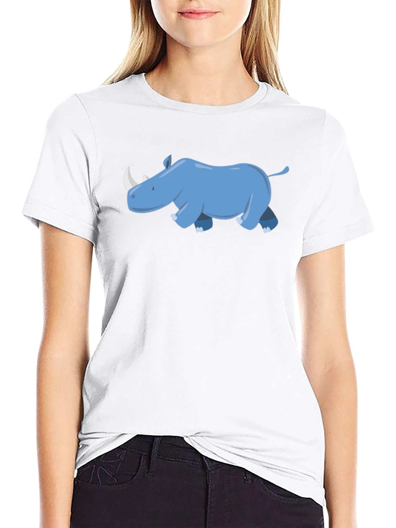Rhino Graphic Tee - Black Cotton Casual T-Shirt