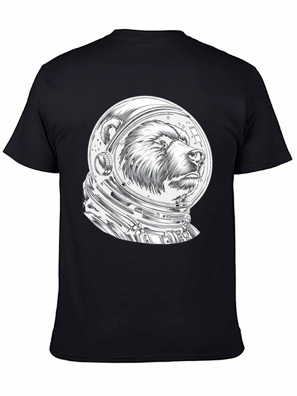 Bear Astronaut Graphic Tee - Black Cotton T-Shirt