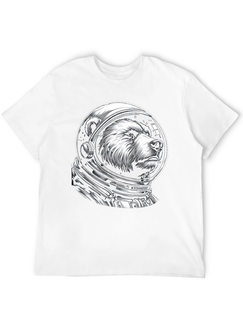 Bear Astronaut Graphic Tee - Black Cotton T-Shirt