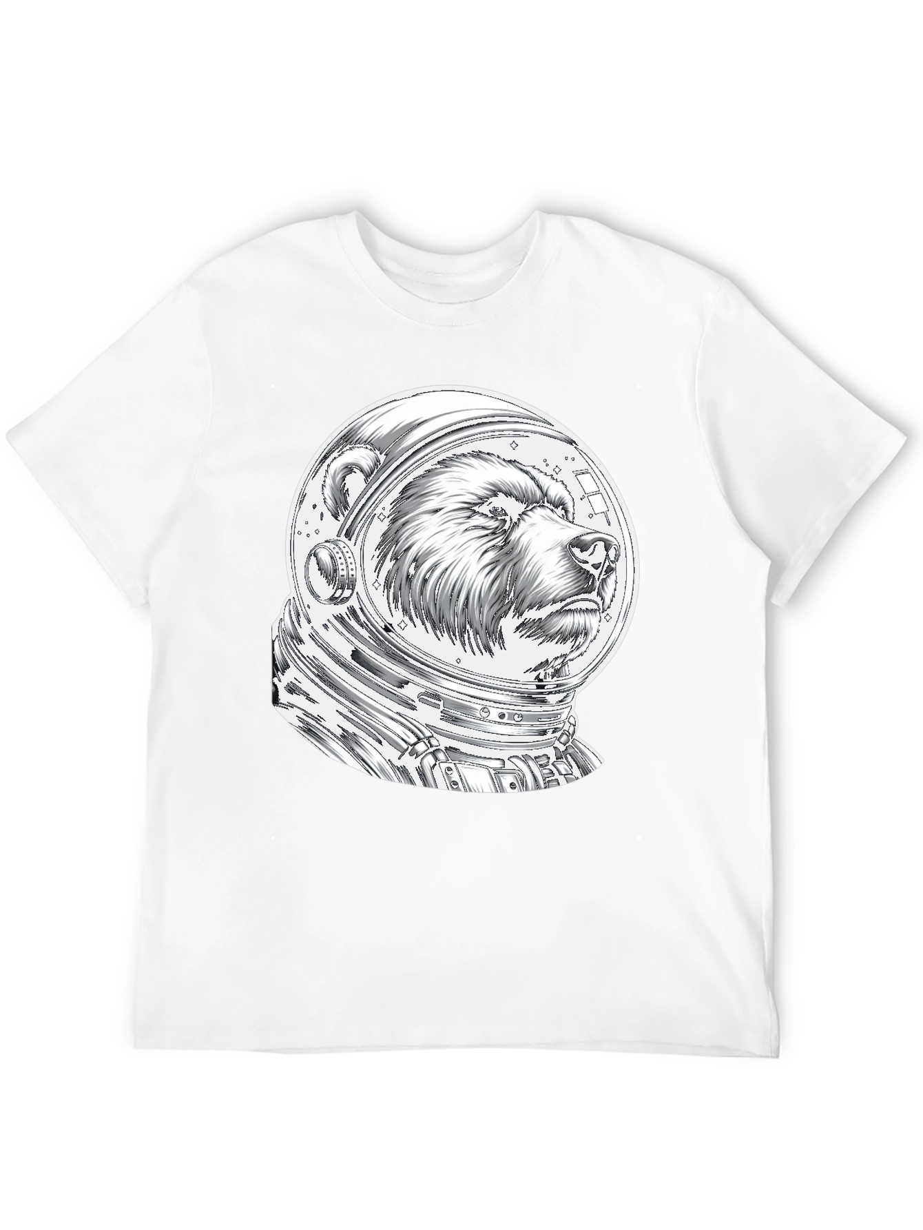 Bear Astronaut Graphic Tee - Black Cotton T-Shirt