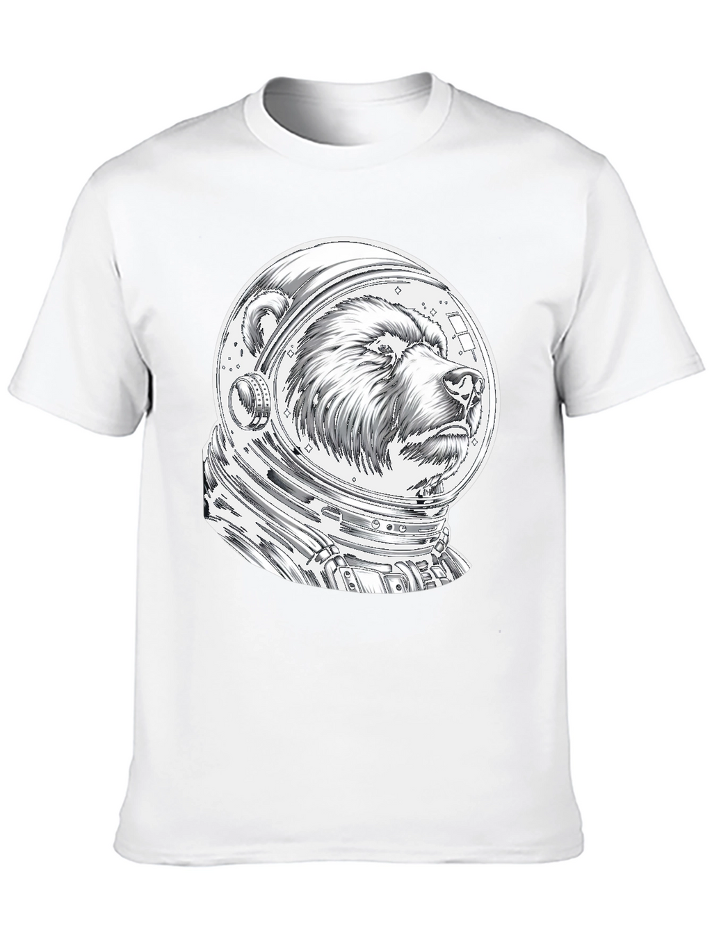 Bear Astronaut Graphic Tee - Black Cotton T-Shirt