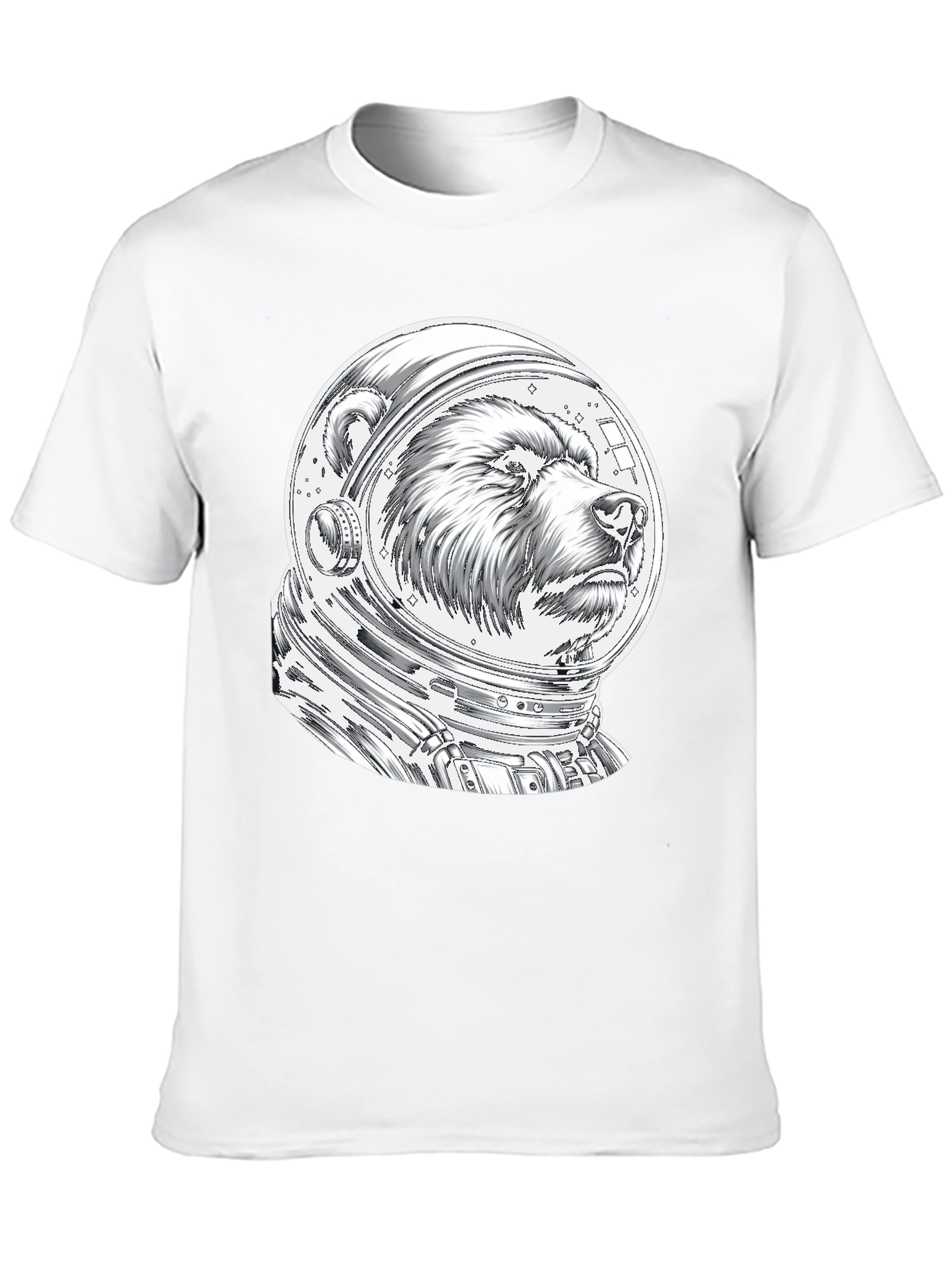 Bear Astronaut Graphic Tee - Black Cotton T-Shirt