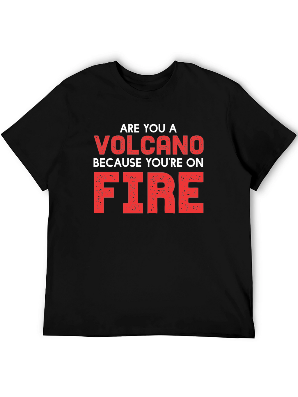 Volcano On Fire Graphic Tee - Black Cotton T-Shirt