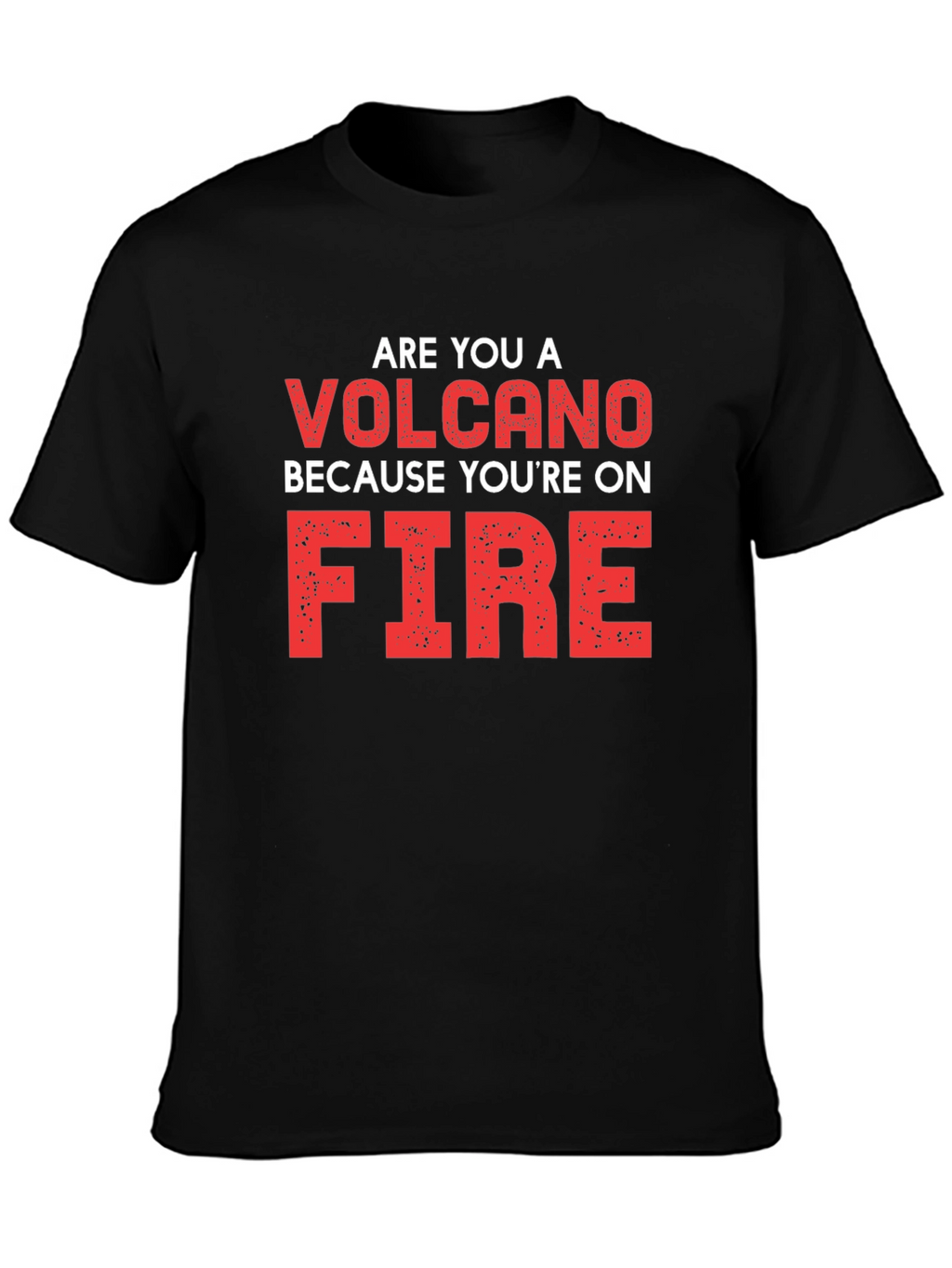 Volcano On Fire Graphic Tee - Black Cotton T-Shirt