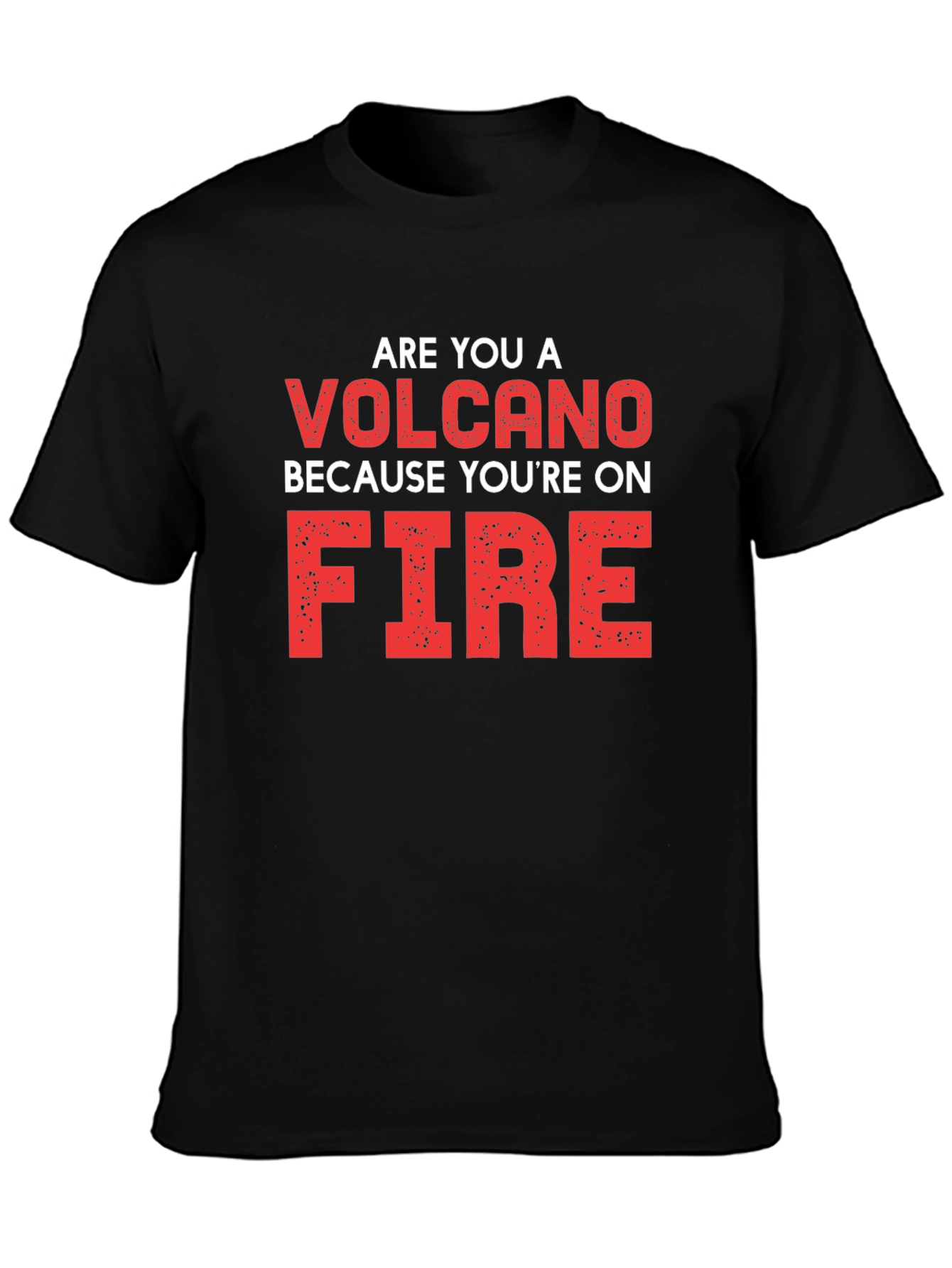 Volcano On Fire Graphic Tee - Black Cotton T-Shirt