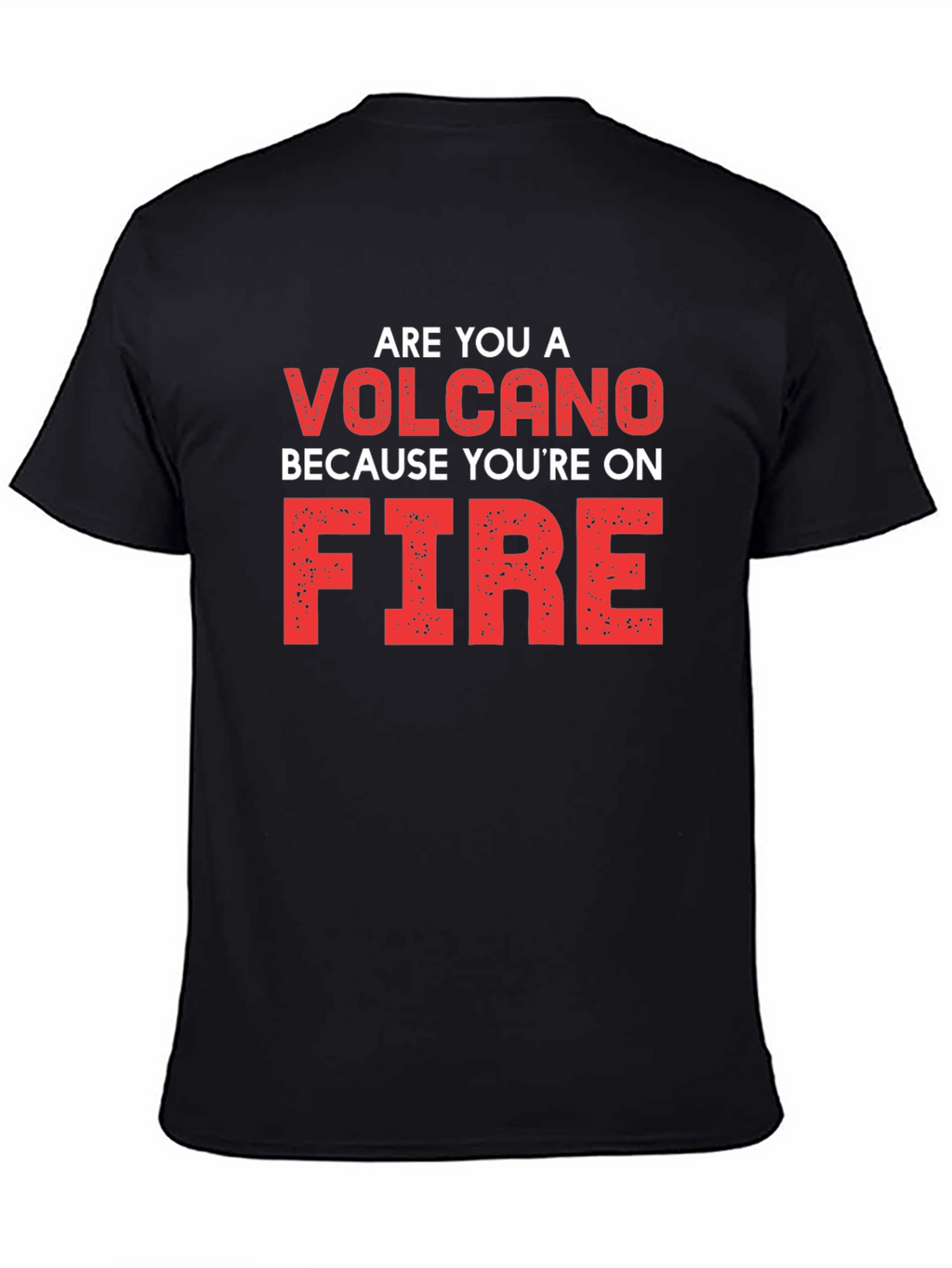 Volcano On Fire Graphic Tee - Black Cotton T-Shirt