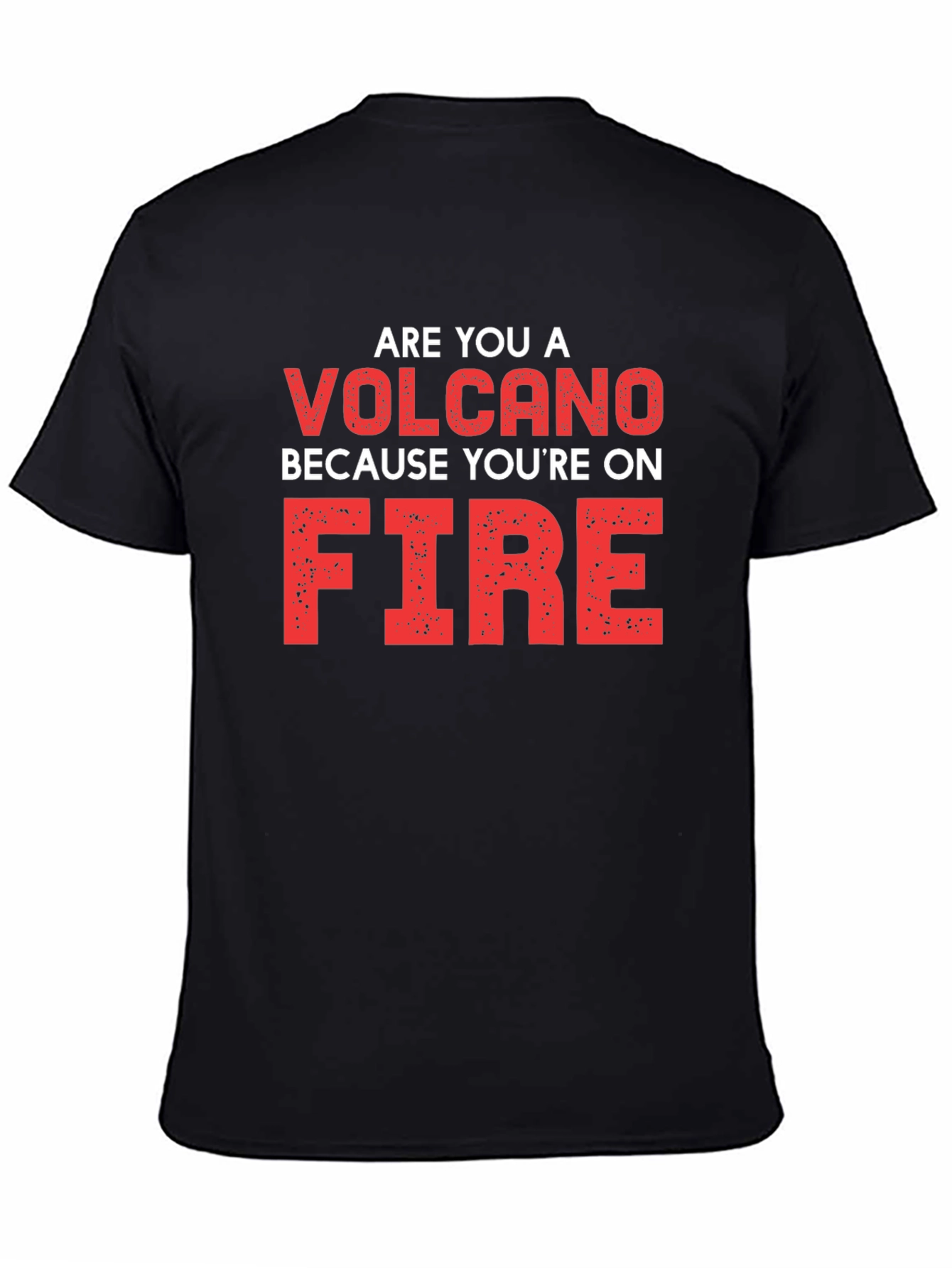 Volcano On Fire Graphic Tee - Black Cotton T-Shirt