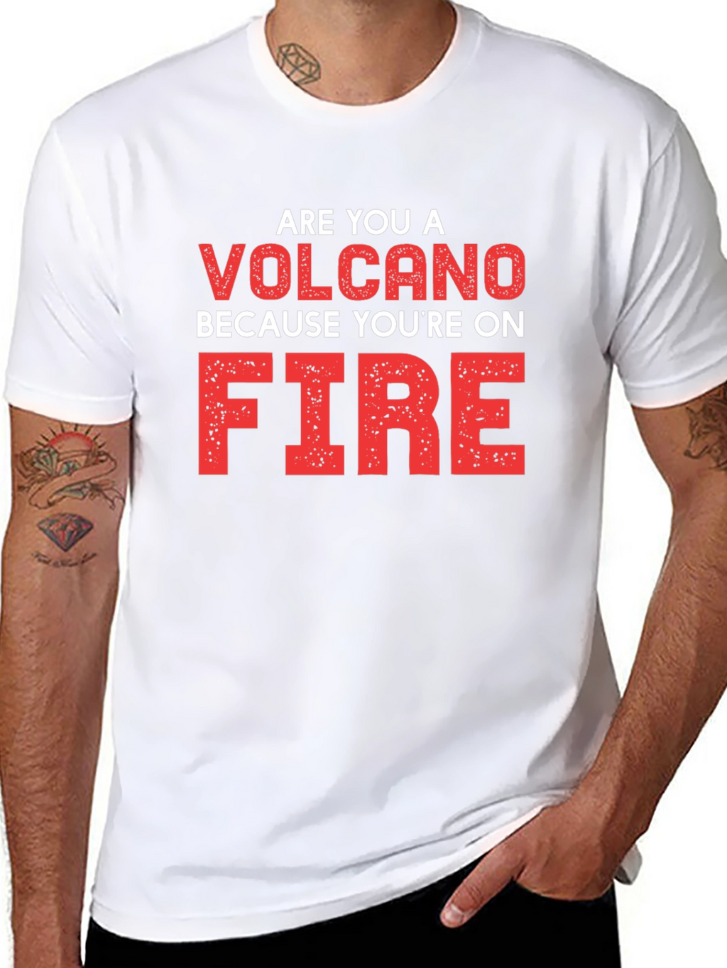 Volcano On Fire Graphic Tee - Black Cotton T-Shirt