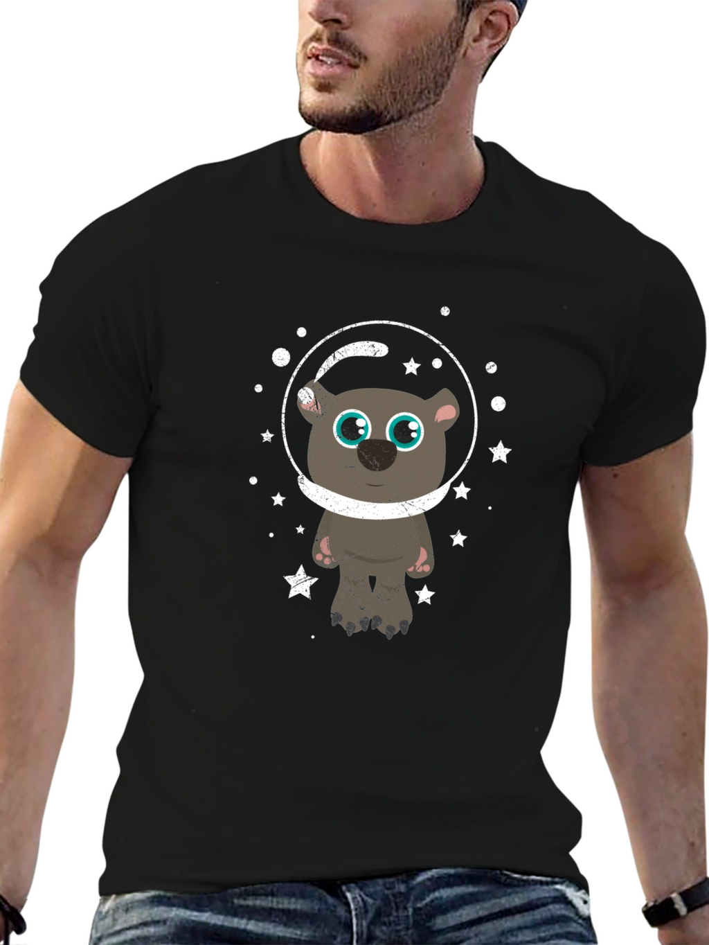 Astronaut Bear Graphic T-Shirt - Space Adventure Tee