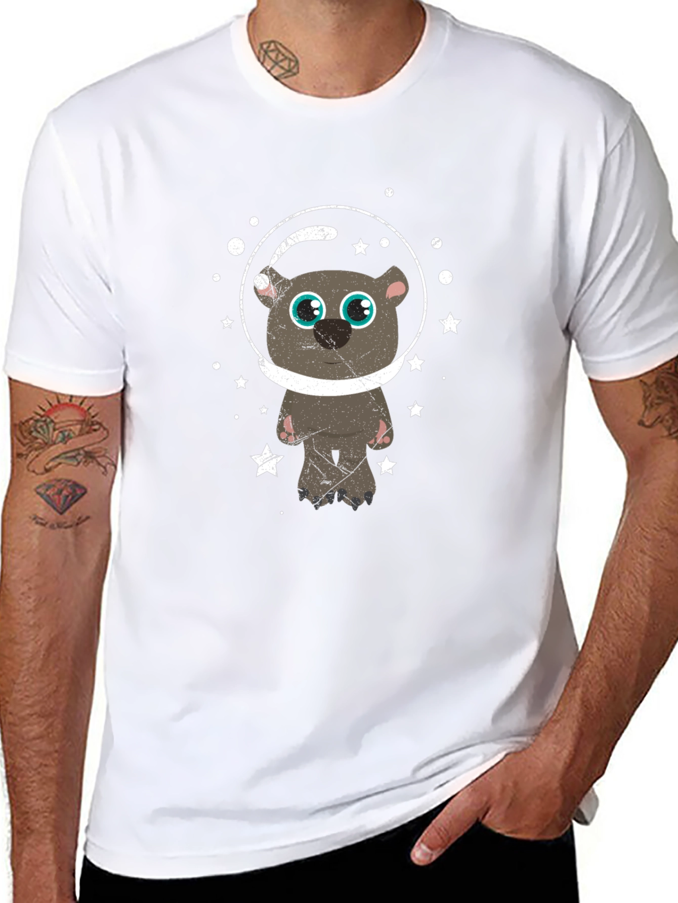 Astronaut Bear Graphic T-Shirt - Space Adventure Tee
