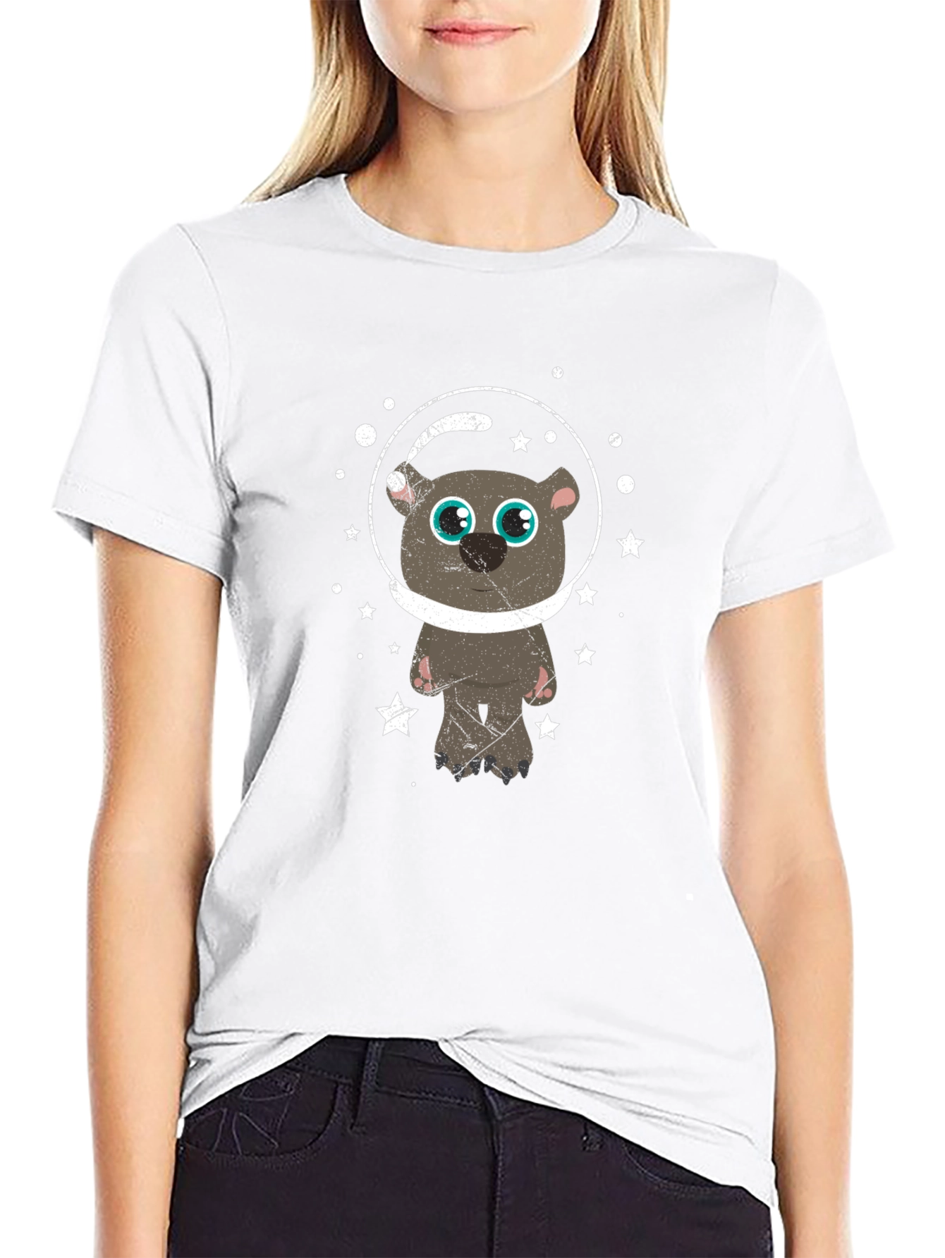 Astronaut Bear Graphic T-Shirt - Space Adventure Tee