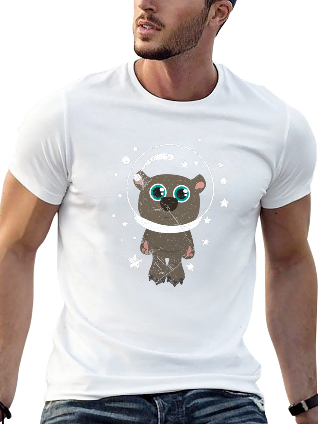 Astronaut Bear Graphic T-Shirt - Space Adventure Tee