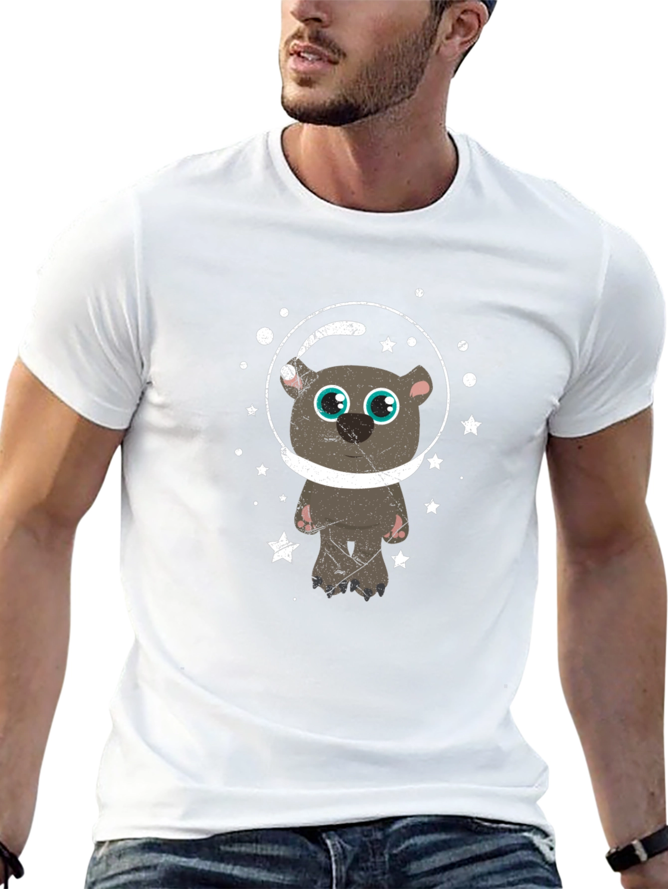 Astronaut Bear Graphic T-Shirt - Space Adventure Tee