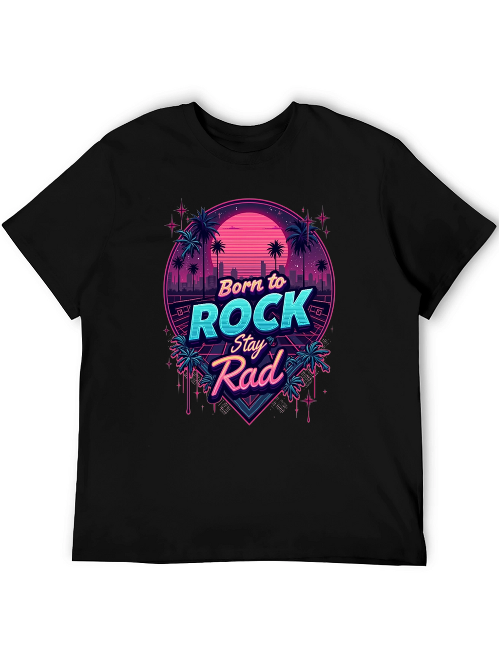 Retro Born to Rock Stay Rad Graphic Tee