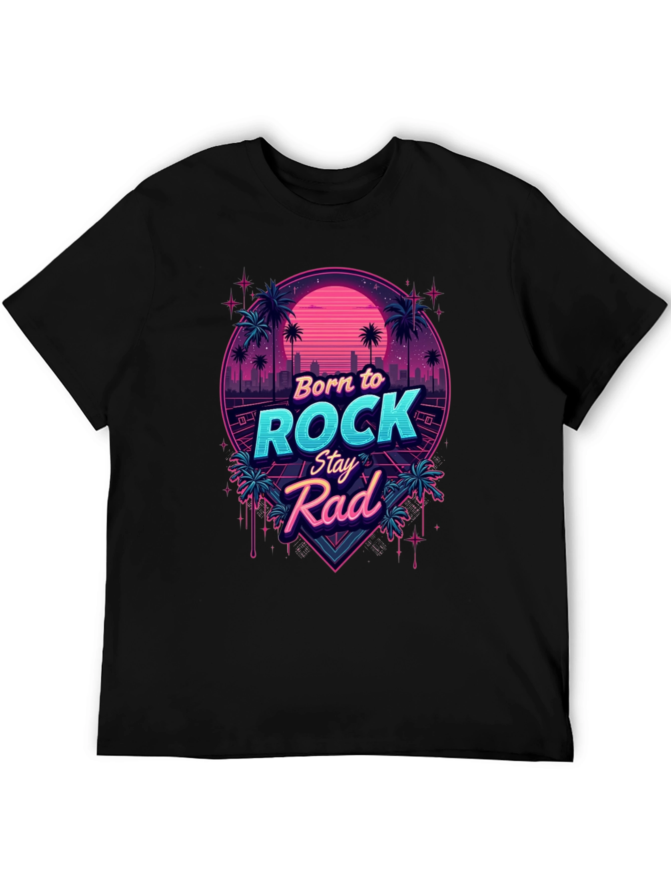 Retro Born to Rock Stay Rad Graphic Tee