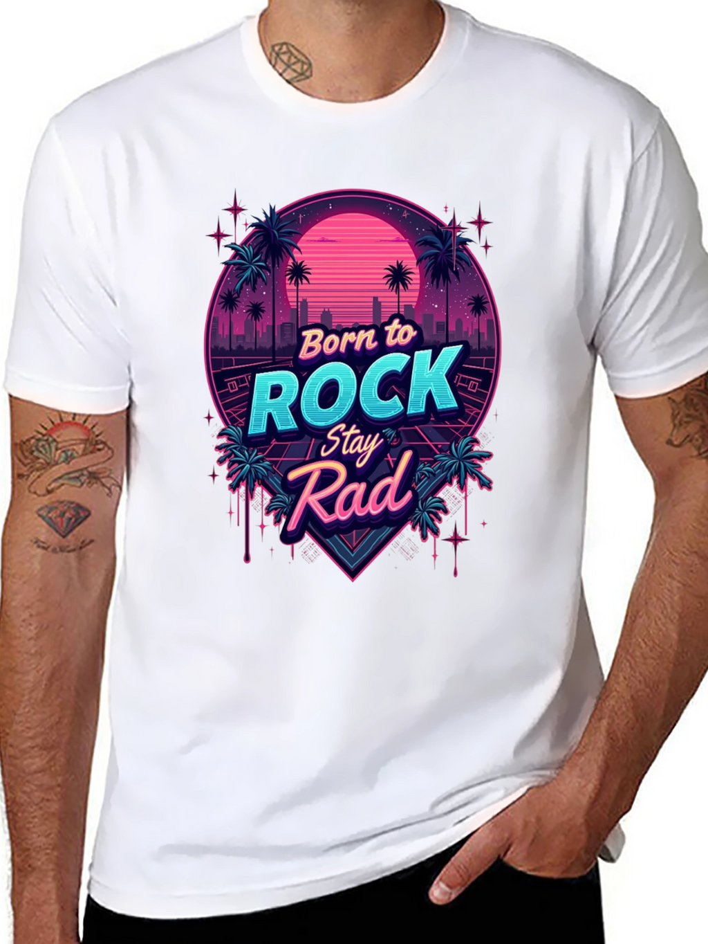 Retro Born to Rock Stay Rad Graphic Tee