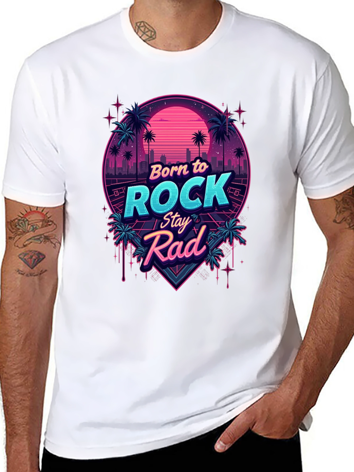 Retro Born to Rock Stay Rad Graphic Tee