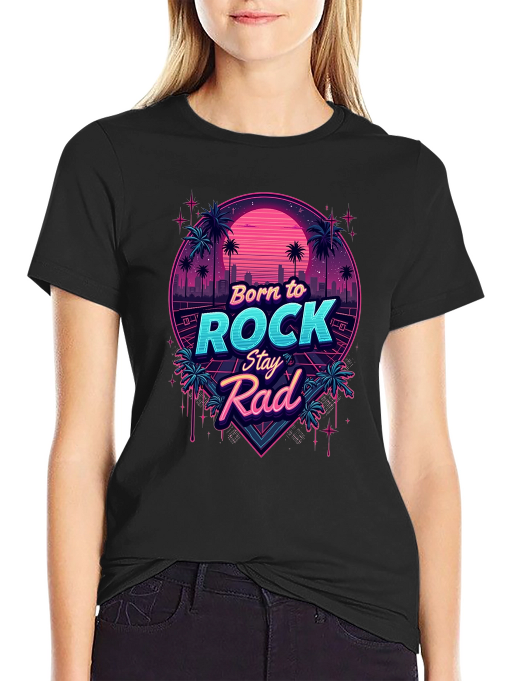 Retro Born to Rock Stay Rad Graphic Tee
