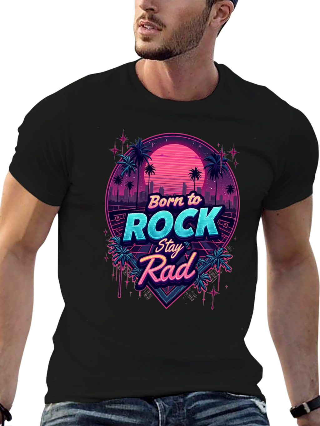 Retro Born to Rock Stay Rad Graphic Tee