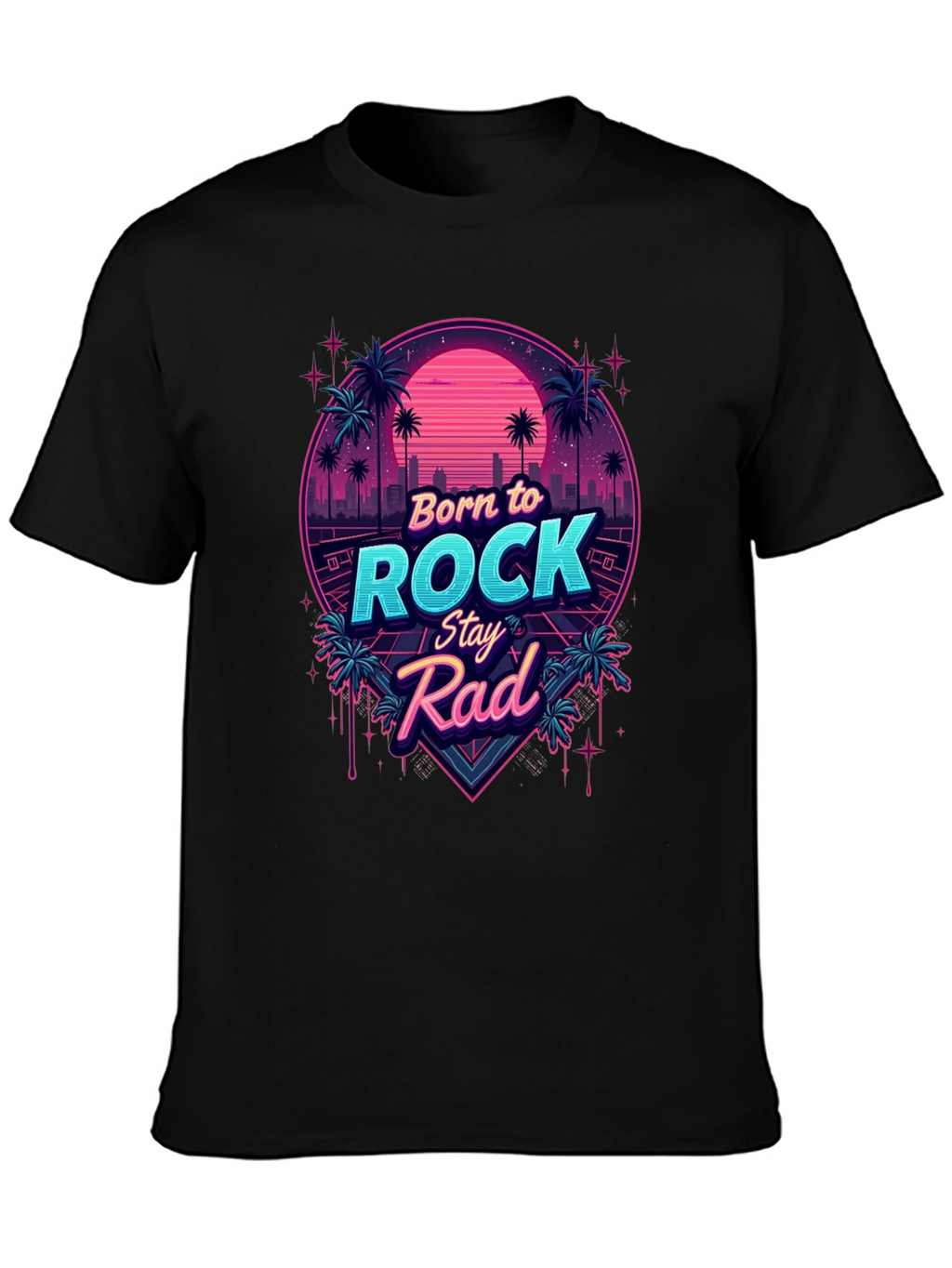 Retro Born to Rock Stay Rad Graphic Tee