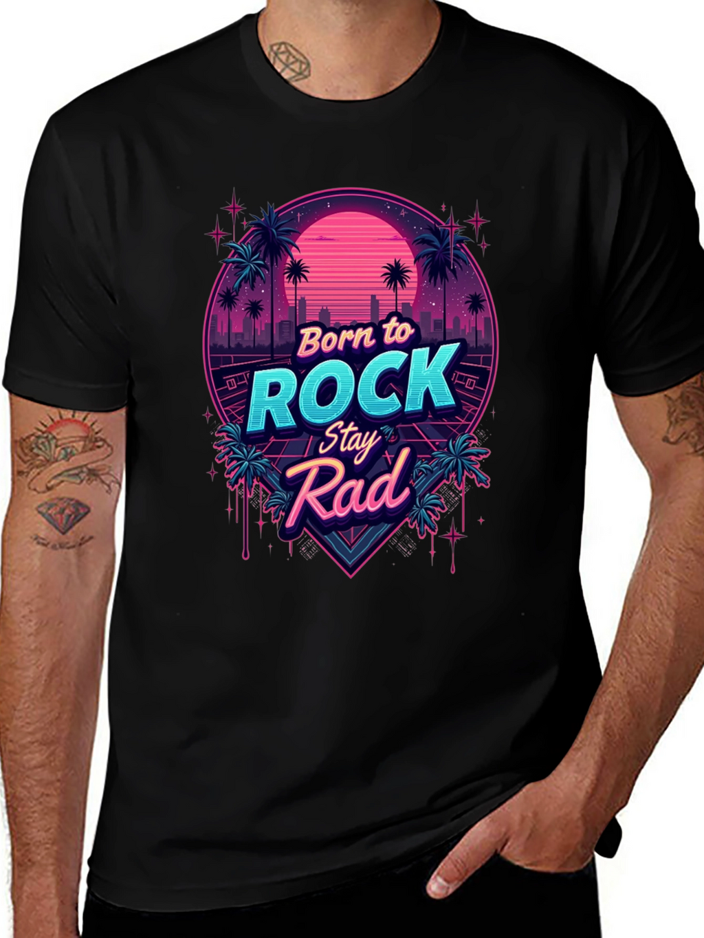 Retro Born to Rock Stay Rad Graphic Tee