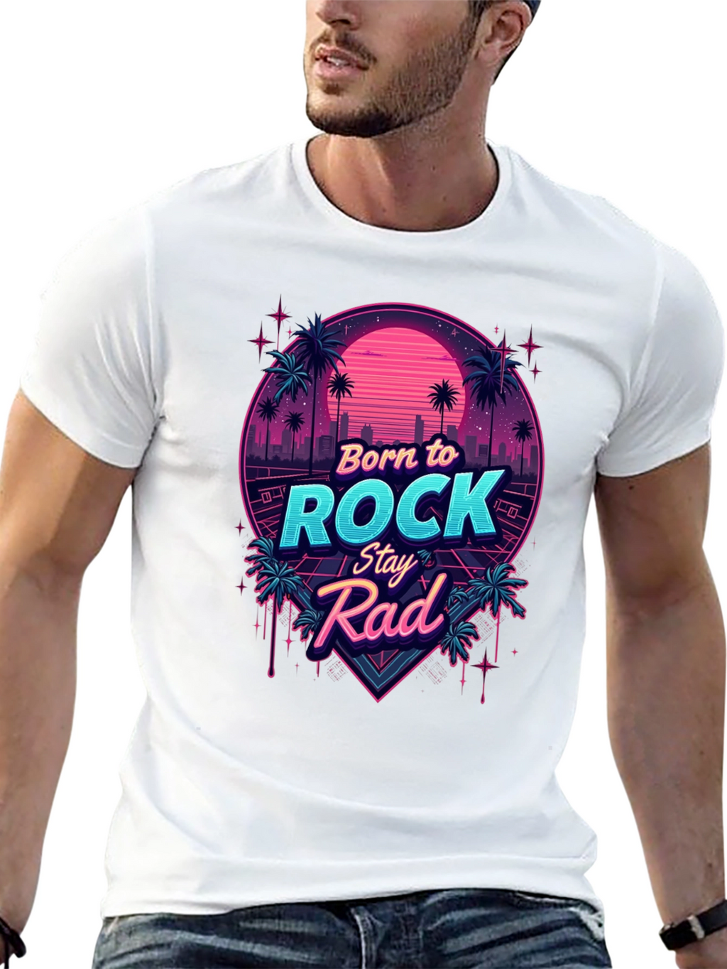 Retro Born to Rock Stay Rad Graphic Tee
