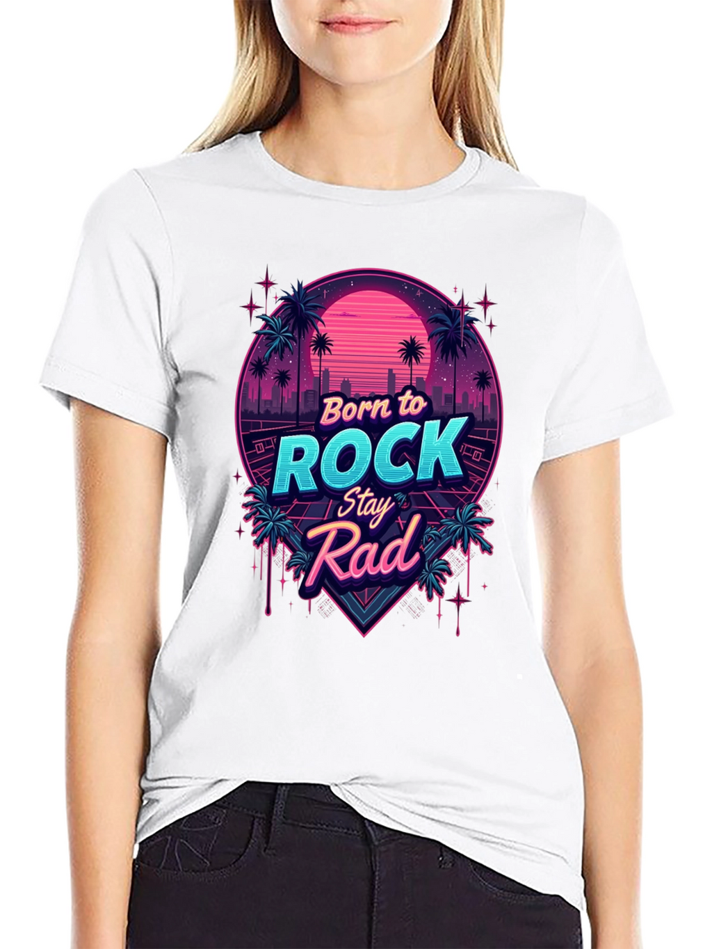 Retro Born to Rock Stay Rad Graphic Tee