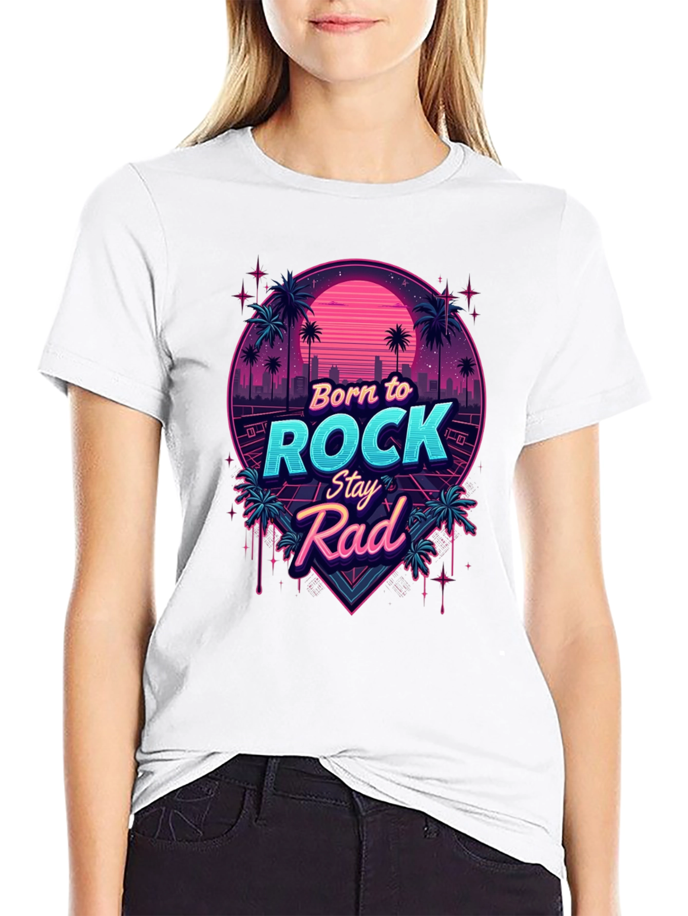 Retro Born to Rock Stay Rad Graphic Tee