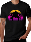 Sumo Sunset T-Shirt - Retro Palm Tree Wrestler Tee