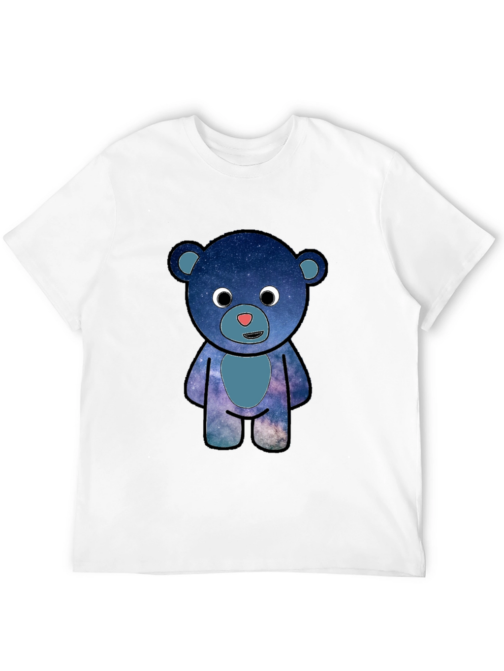 Galaxy Bear Graphic T-Shirt - Black Cotton Blend