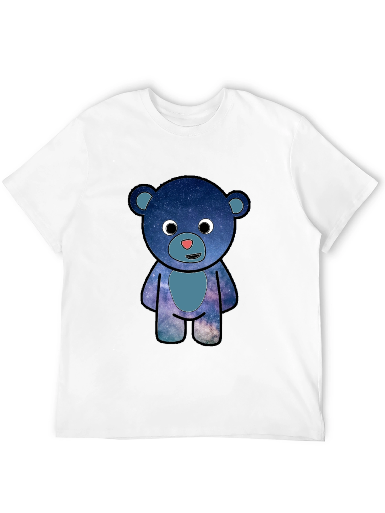 Galaxy Bear Graphic T-Shirt - Black Cotton Blend