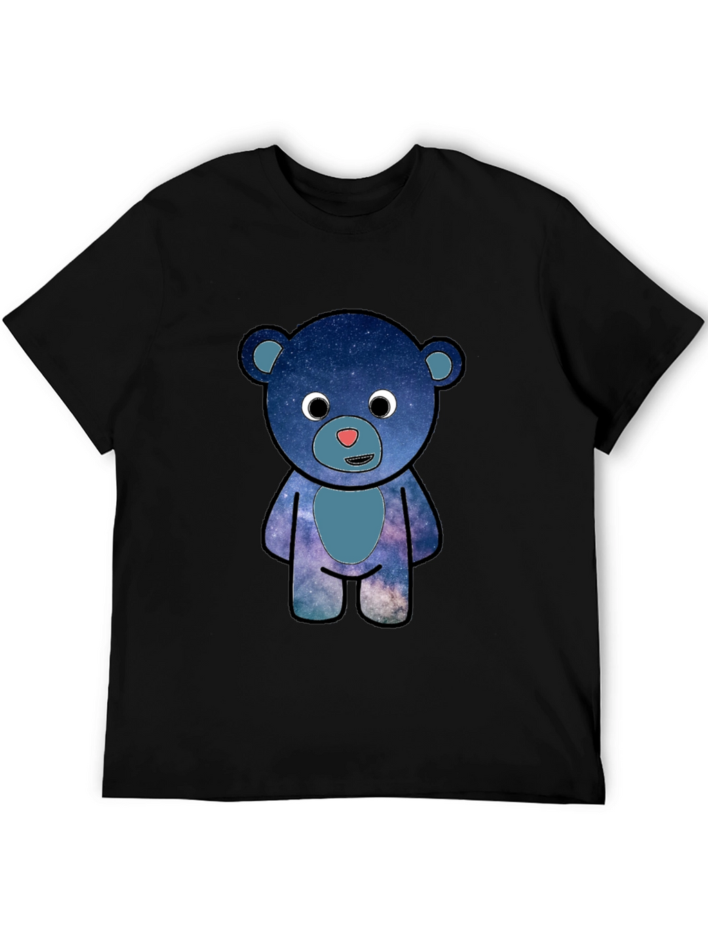 Galaxy Bear Graphic T-Shirt - Black Cotton Blend