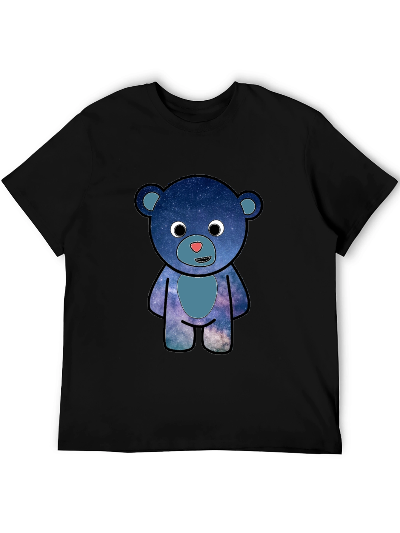 Galaxy Bear Graphic T-Shirt - Black Cotton Blend