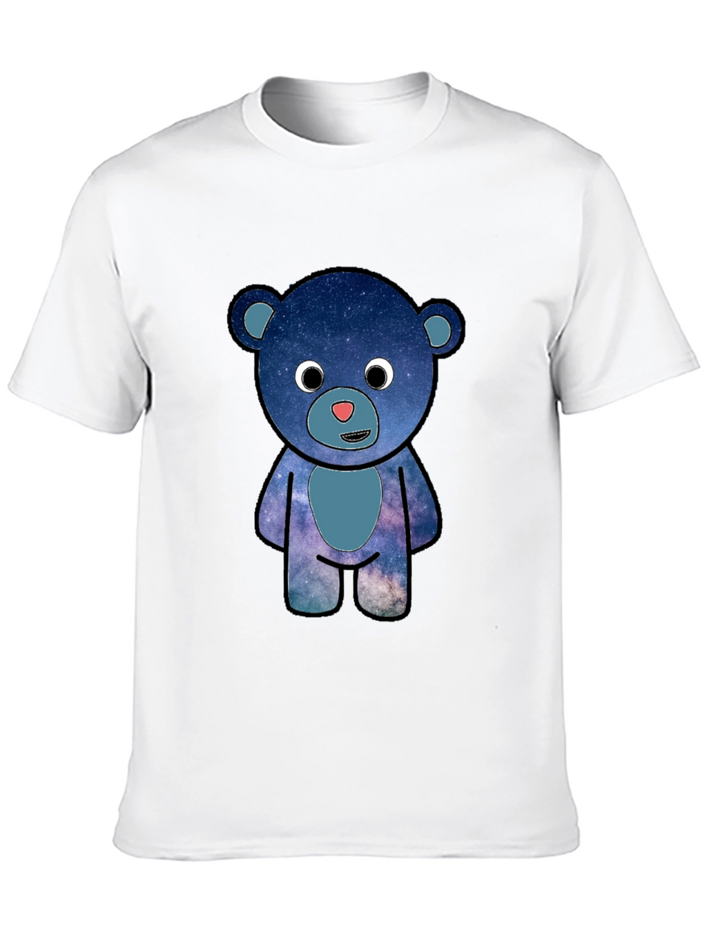 Galaxy Bear Graphic T-Shirt - Black Cotton Blend