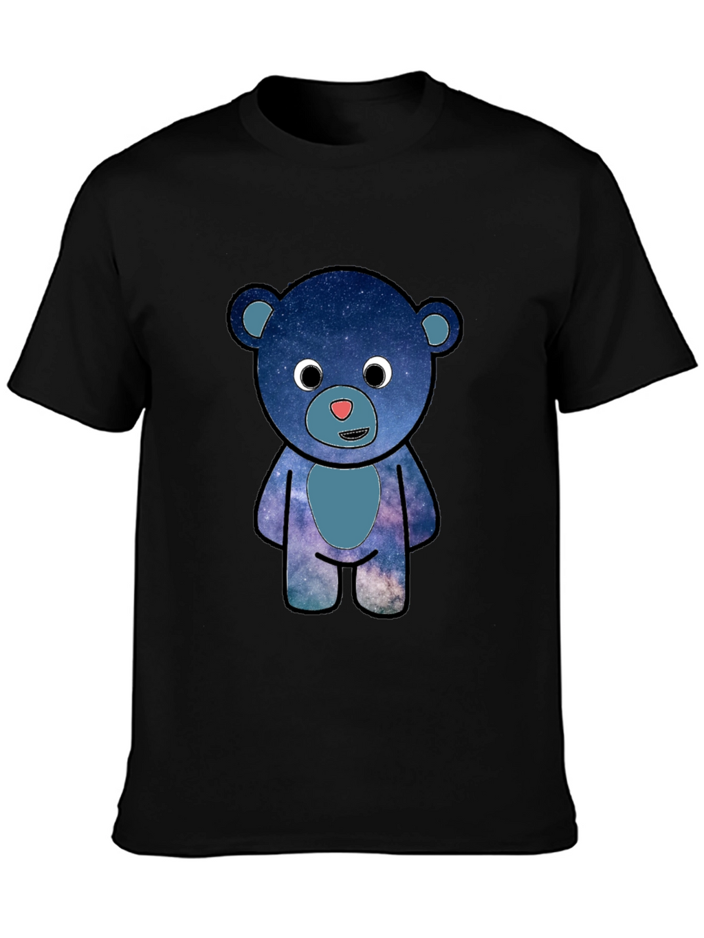 Galaxy Bear Graphic T-Shirt - Black Cotton Blend