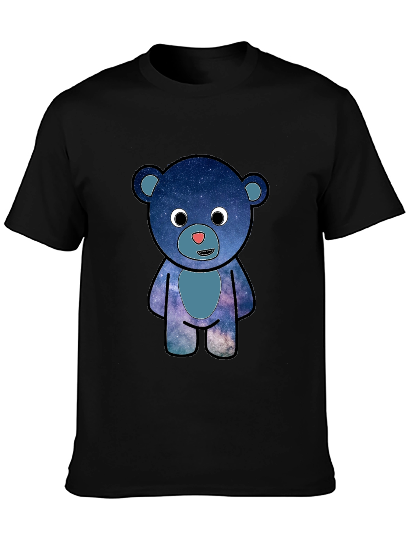 Galaxy Bear Graphic T-Shirt - Black Cotton Blend