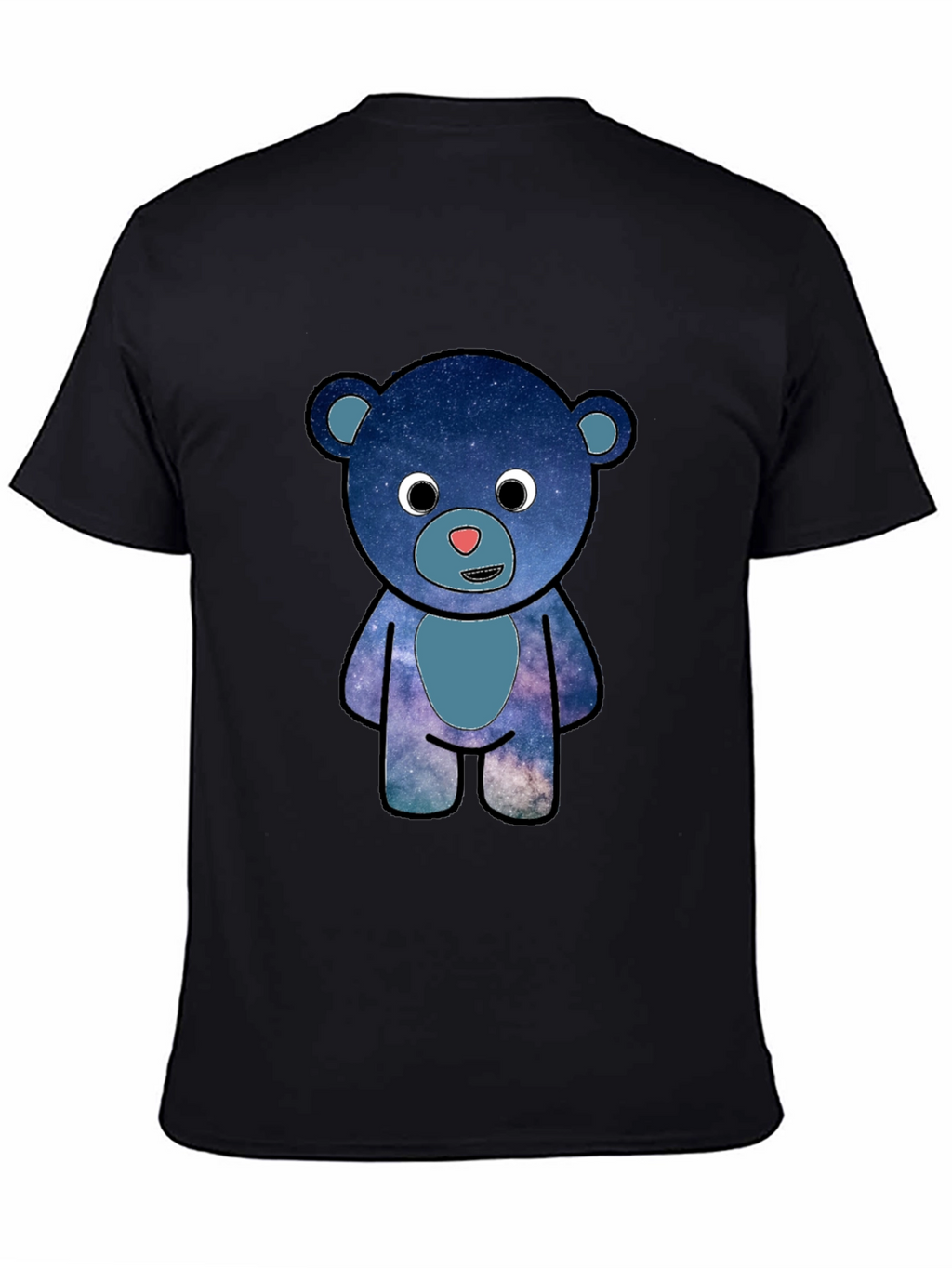 Galaxy Bear Graphic T-Shirt - Black Cotton Blend