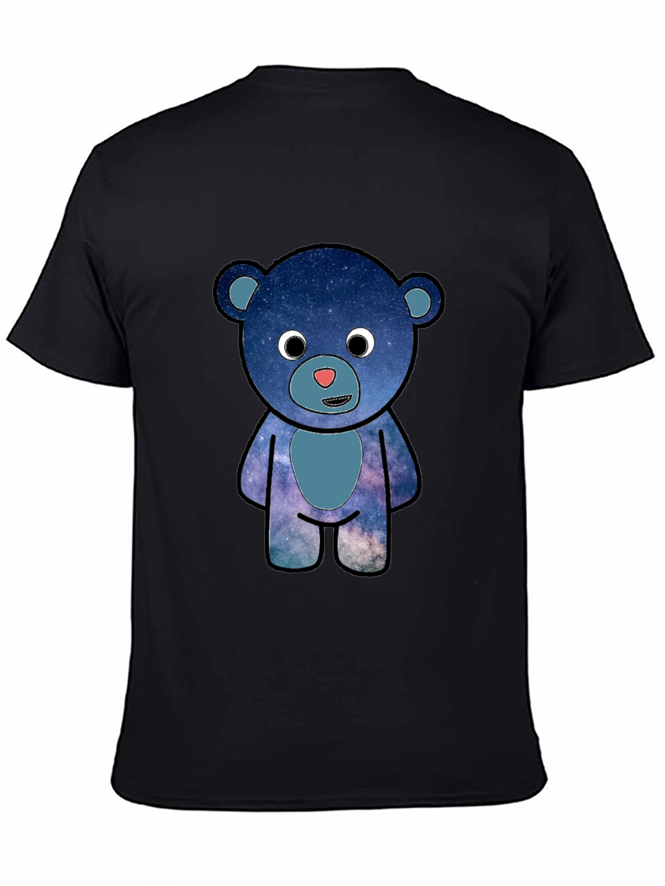 Galaxy Bear Graphic T-Shirt - Black Cotton Blend