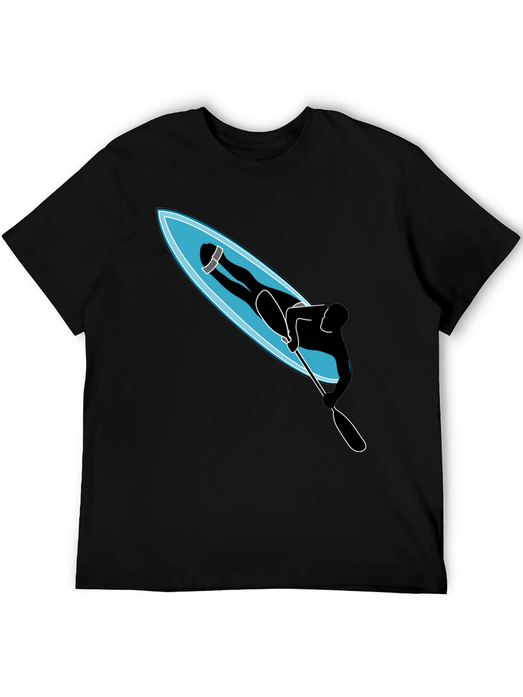 Paddle Boarder Graphic T-Shirt - Black Cotton Tee