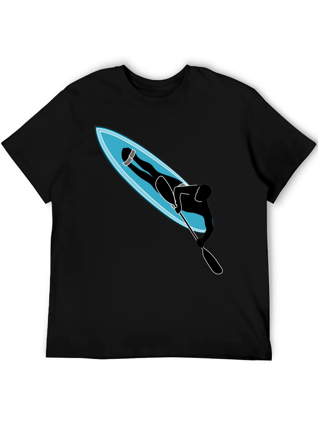 Paddle Boarder Graphic T-Shirt - Black Cotton Tee